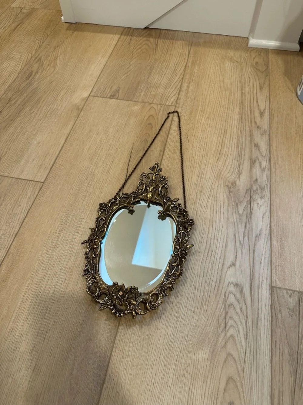 Antique Mid-Century Rococo-style French or Italian inspired solid brass mirror